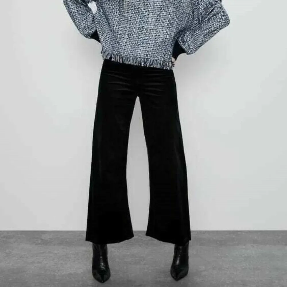 ZARA Pitch Black Corduroy Pants Jeans - Picture 11 of 14